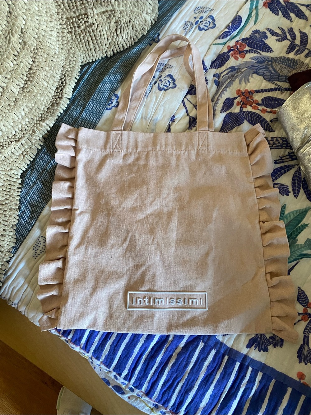 intimissimi Blush Ruffle Canvas Tote
